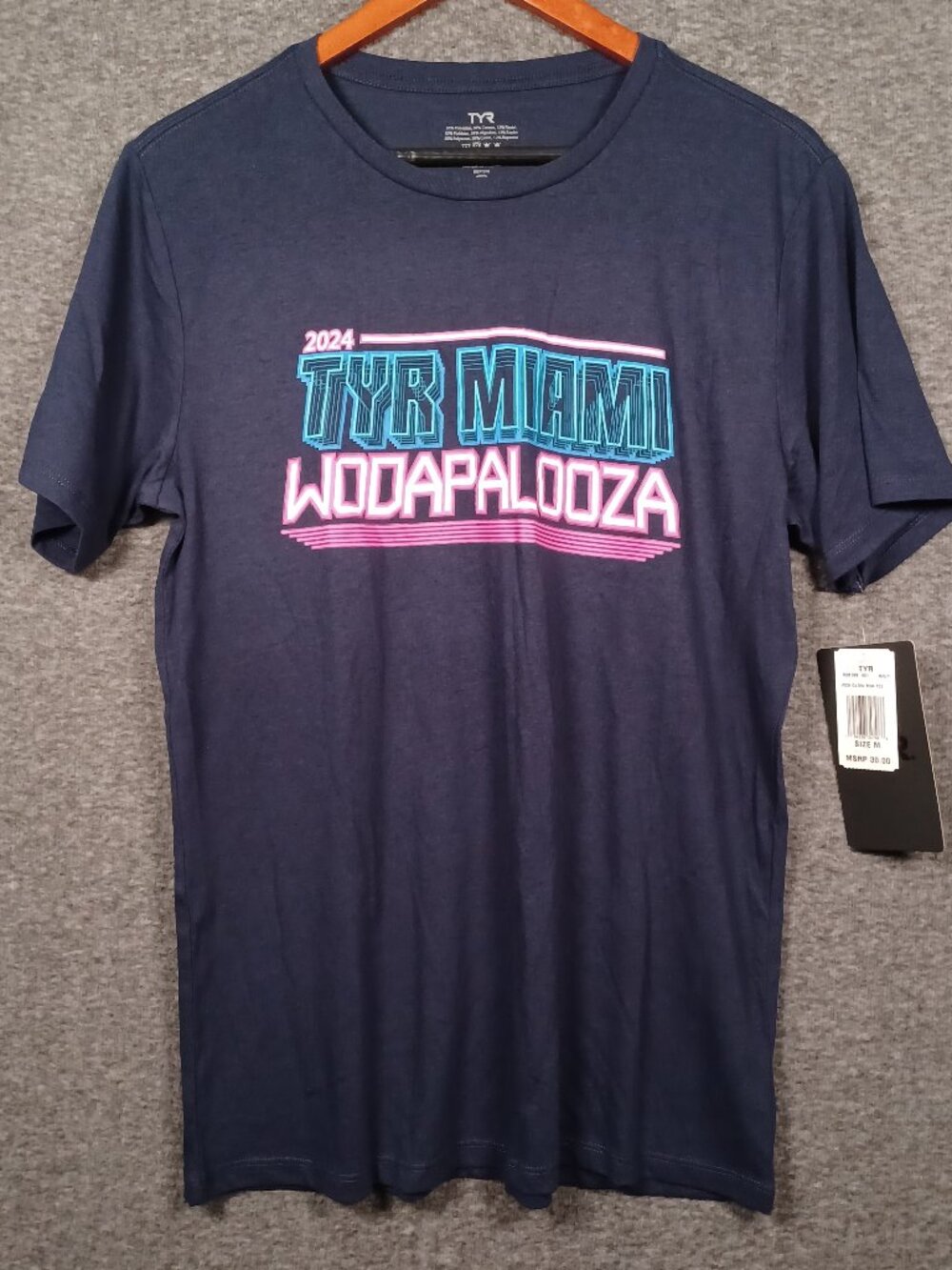 TYR 2024 Miami Wodapalooza Men's Medium Short Sleeve T-Shirt Navy Blue